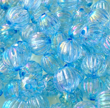 W359- 16mm "Lt. Aqua Transparent Opal Pumpkin" Acrylic Bead (1 Count)