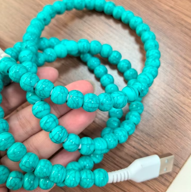 PHONE 1- Turquoise Beaded "2 in 1 Connector" 39.37" Phone Charger