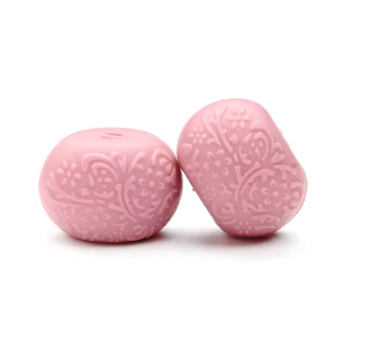 T256 - 10*14mm Rose Gold Embossed Silicone Beads