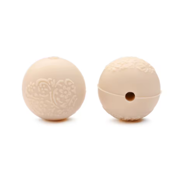 B11 - 15mm Cream Embossed Silicone Beads