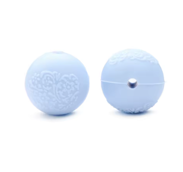B10 - 15mm Light Blue Embossed Silicone Beads