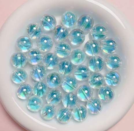 #680 - 16mm "Aqua Aurora Drops" Acrylic Bead (1 Count)