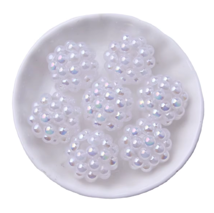 #1171 - 20mm "White" Opal Berry Acrylic Bead (1 Count)