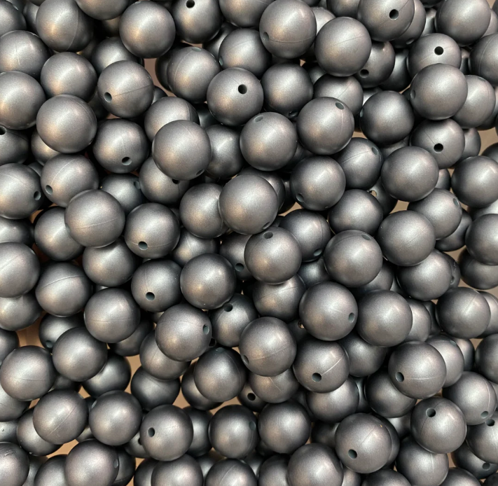 c 04 / 12mm - Matte Silver Silicone Bead