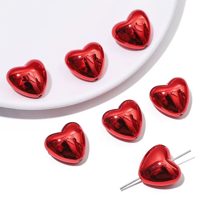 W451- Red 18*19mm Acrylic UV Heart Beads (1 Count)