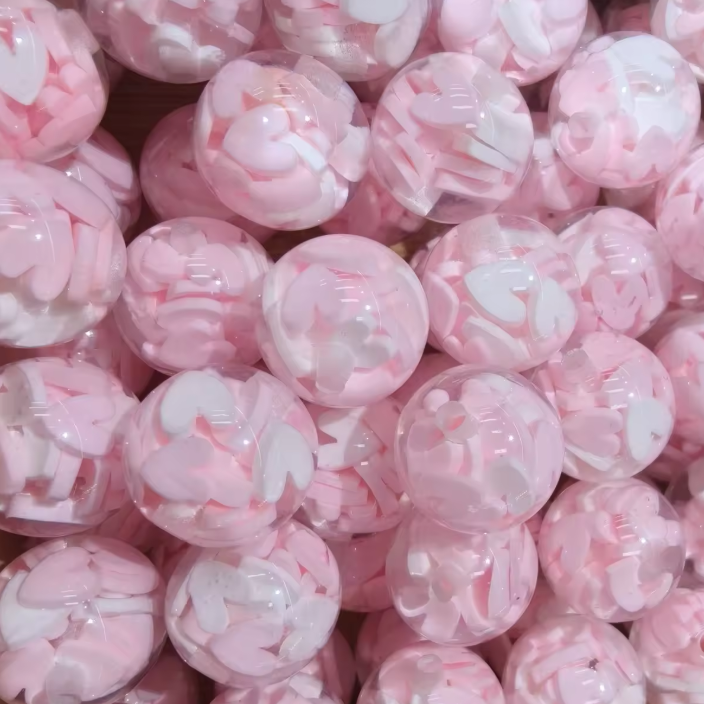 W445- Pink 16mm Jelly Heart Confetti Beads (1 Count)