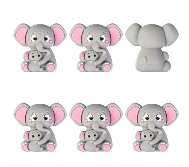 X072- "Parent & Baby- Elephants" 3D Silicone Focal Bead for DIY Crafts (1 Count)
