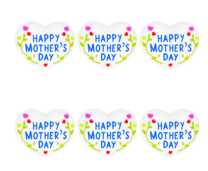 X081- "Happy Mother's Day" 3D Silicone Focal Bead for DIY Crafts (1 Count)
