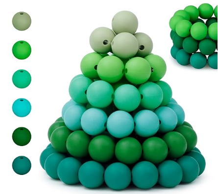 "Emerald Tide" - 15mm Silicone 60 Count Bead Pack – Ideal for Beadable Pens & Keychains