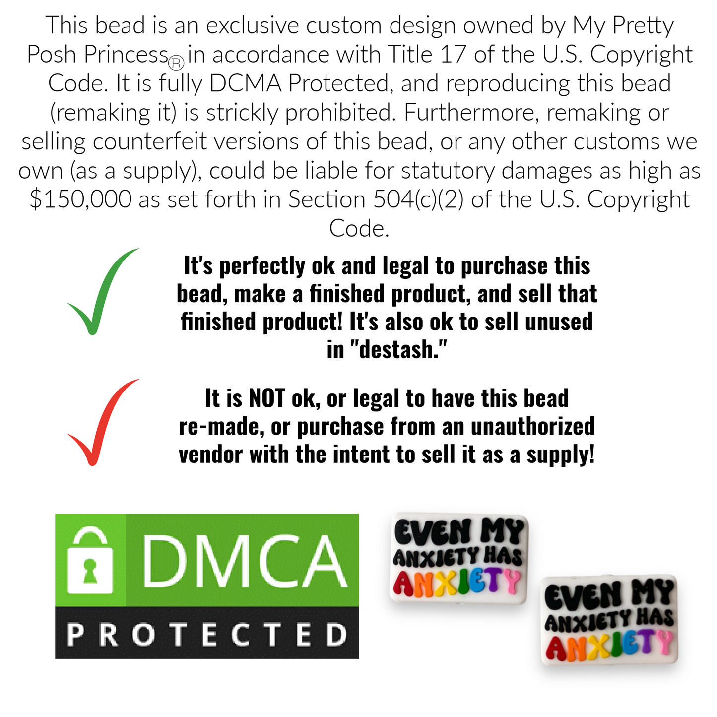 e512 - "Even My Anxiety Has Anxiety" Exclusive (1 Count) Focal Bead Silicone