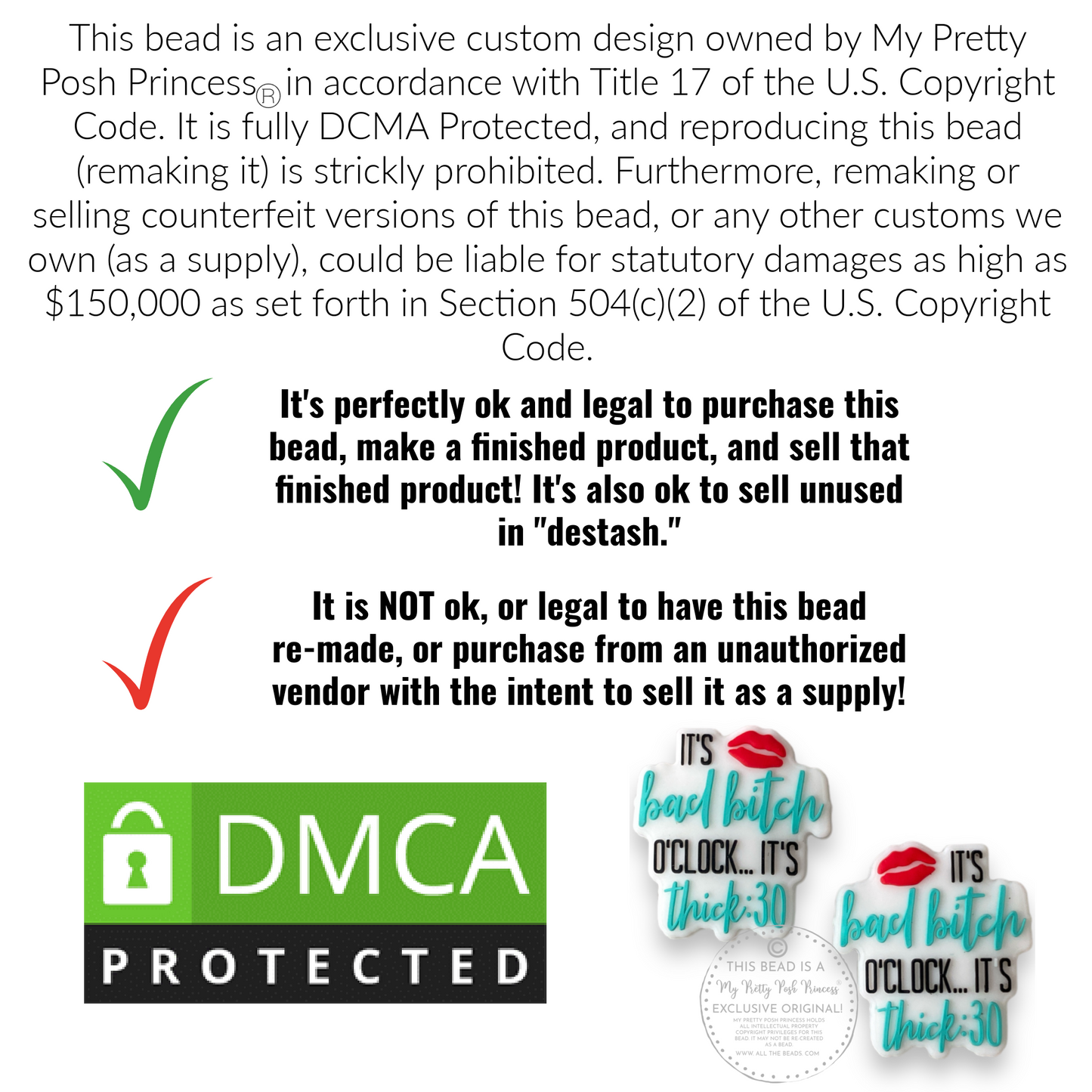 h1092 - "It’s Bad B*tch O’Clock" Exclusive Focal Bead Silicone (1 Count)