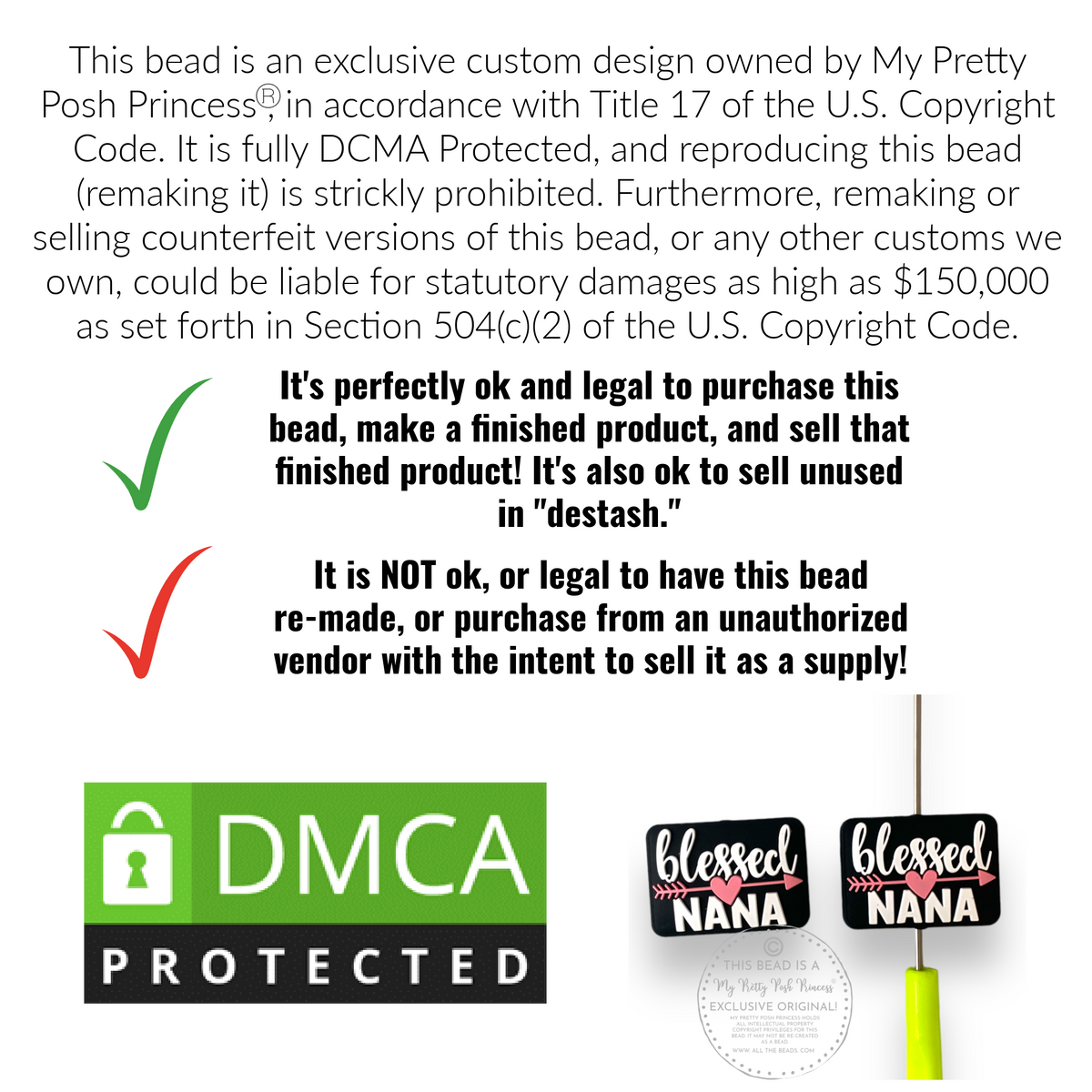 T436- "Blessed Nana" Exclusive Focal Bead Silicone (1 Count)