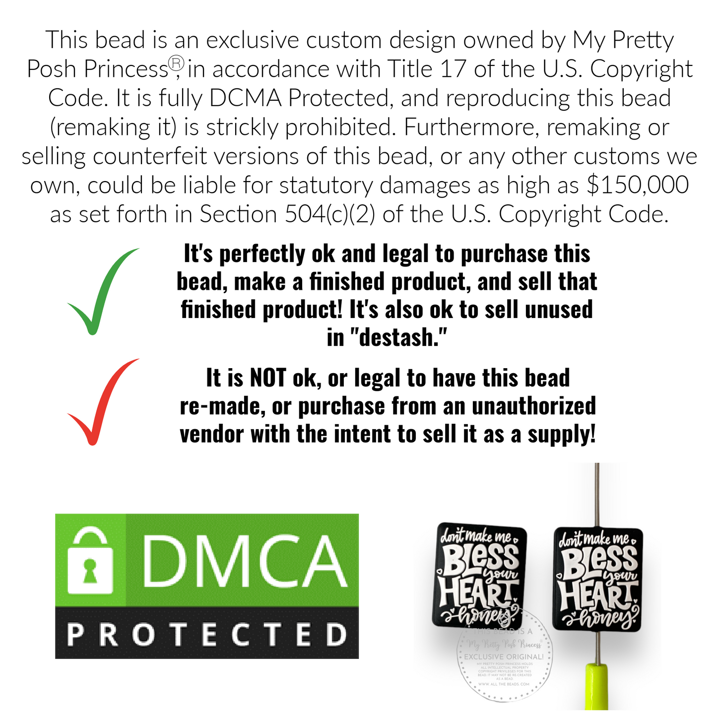 e524- "Bless Your Heart" Exclusive Focal Bead (1 Count) Silicone