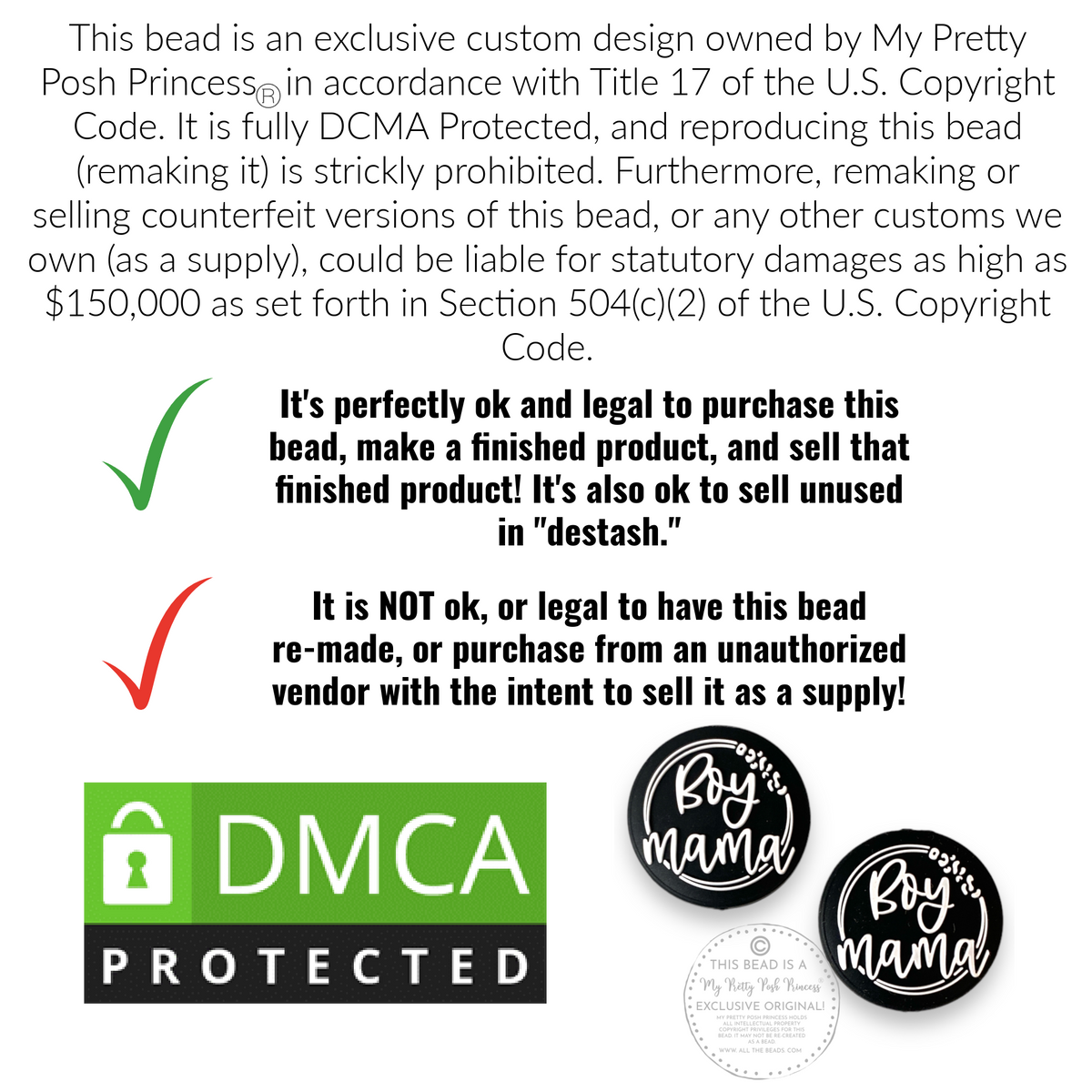e569 - "Boy Mama" Exclusive Focal Bead Silicone (1 Count)