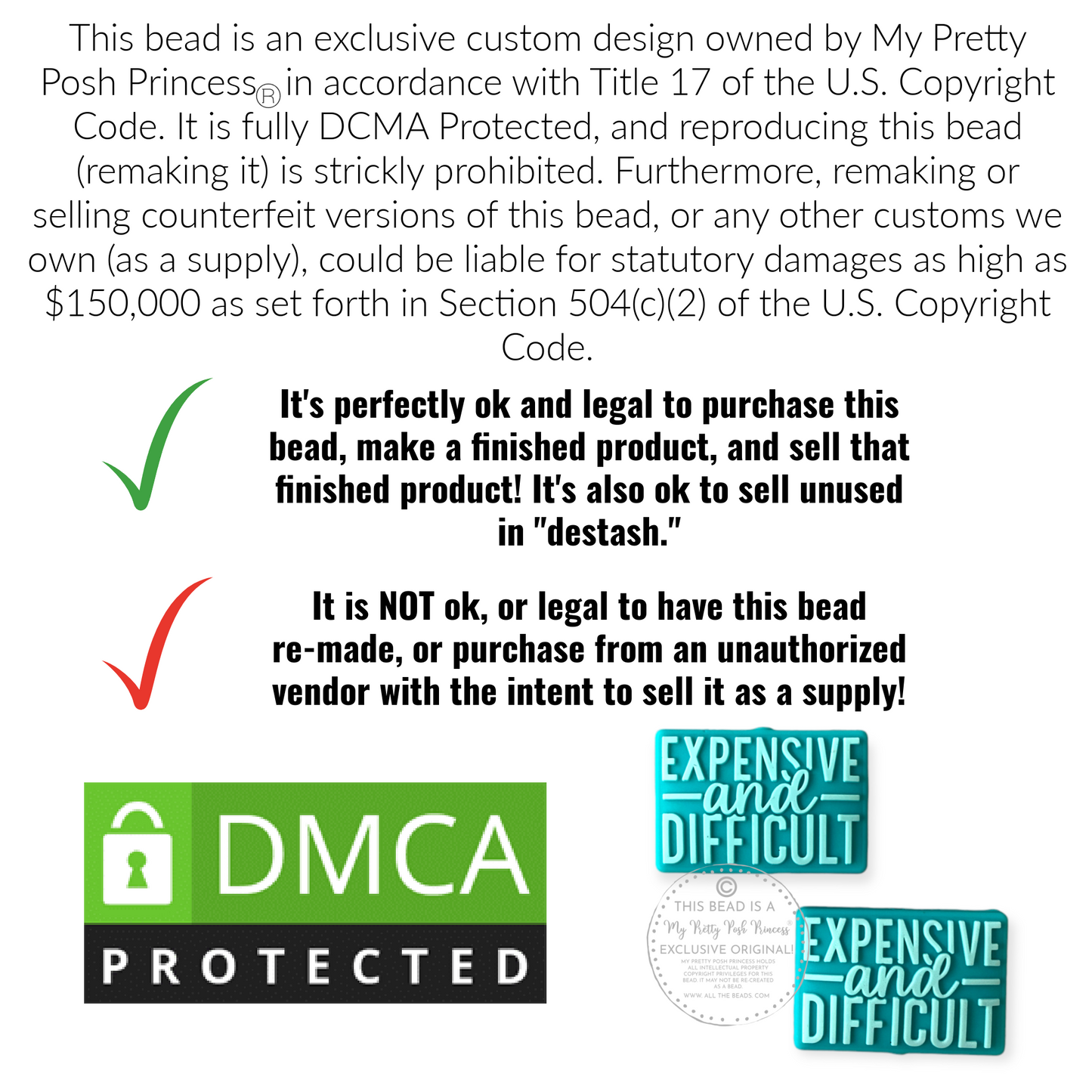 e520 - Expensive & Difficult- Exclusive Focal (1 Count) Bead Silicone