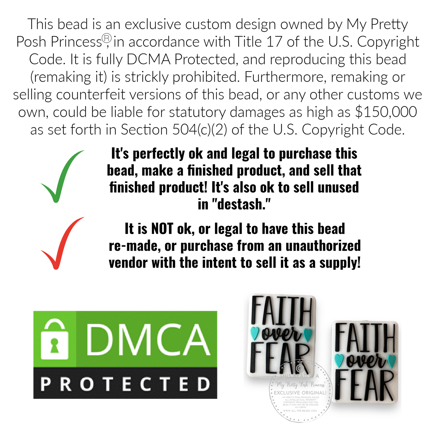 e599 - "Faith Over Fear" Exclusive Focal Bead Silicone (1 Count)