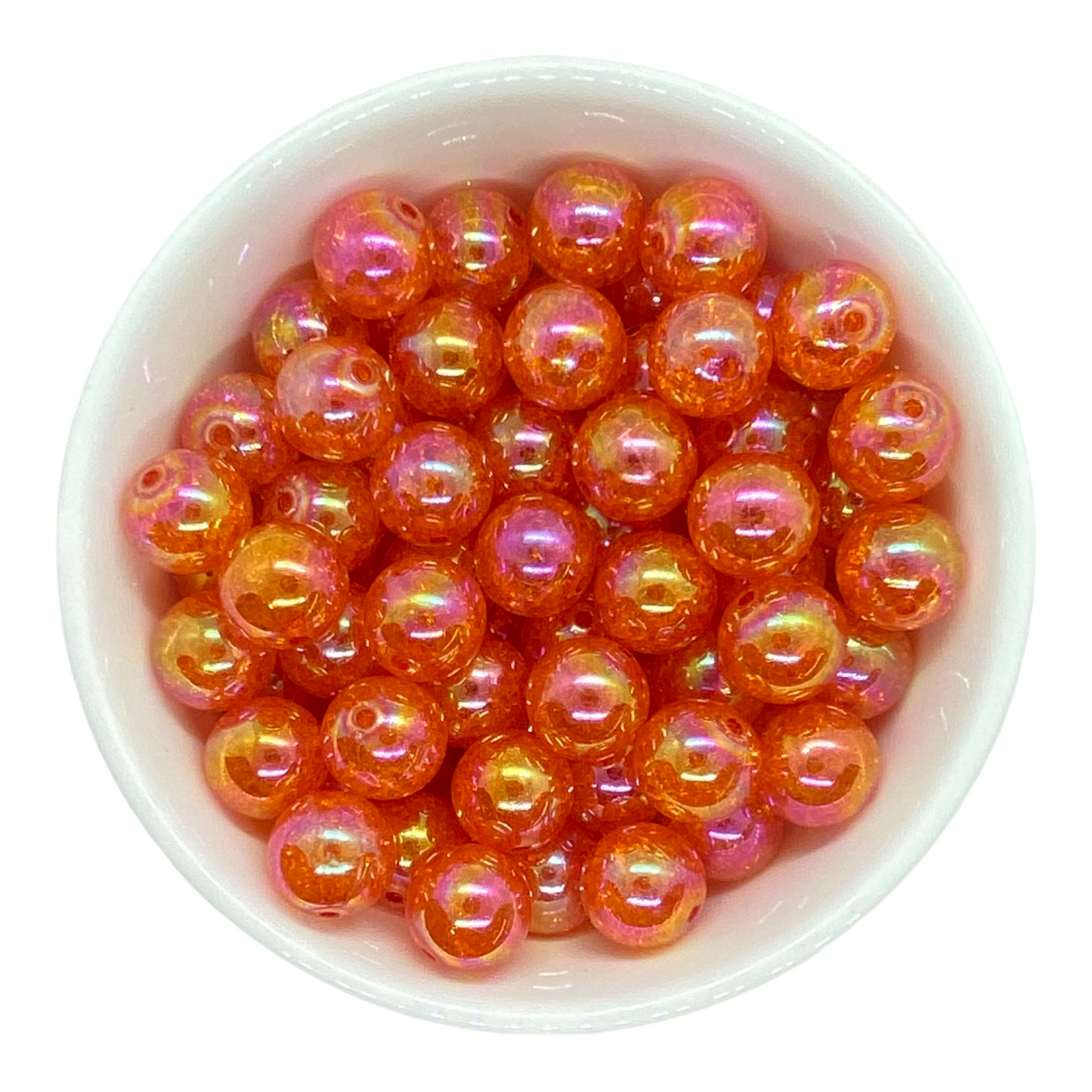 w166- 12mm Orange "Crackle AB" Acrylic Beads (20 Count)