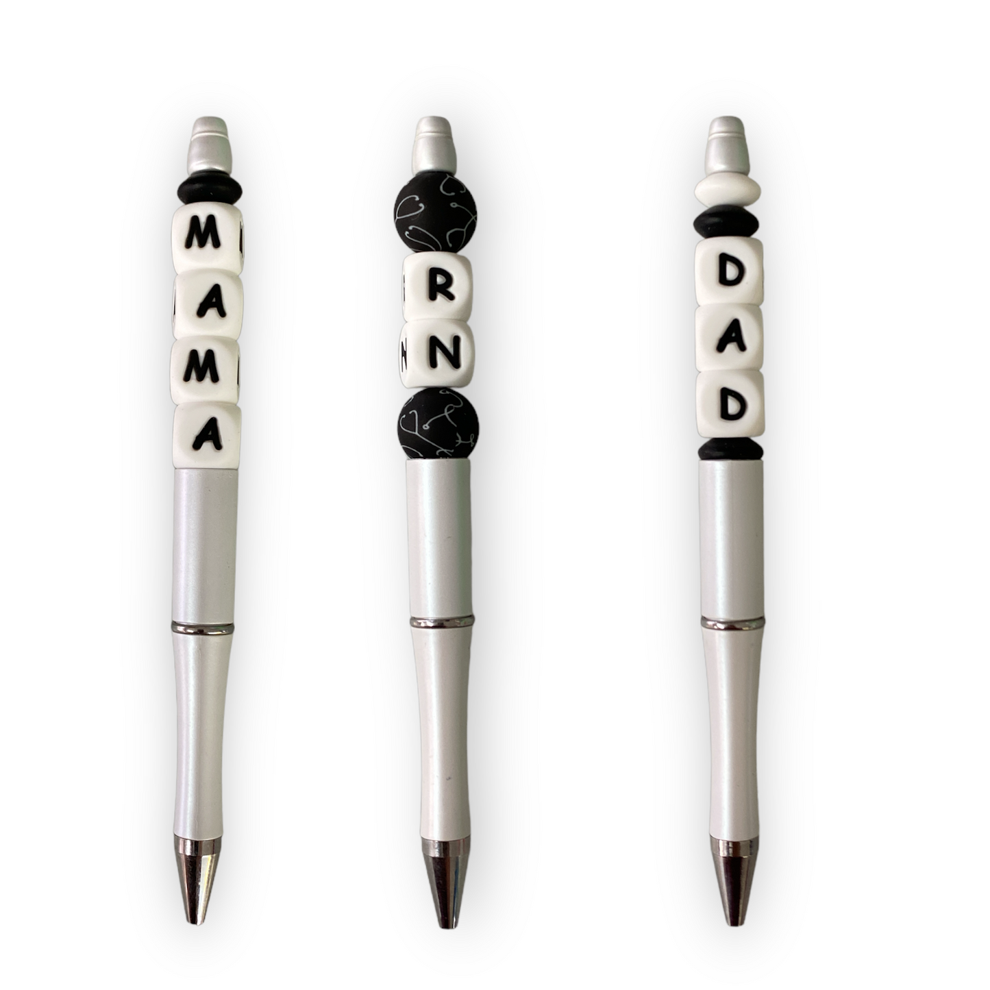 VERTICAL HOLE / WHITE "Letter" Silicone Beads