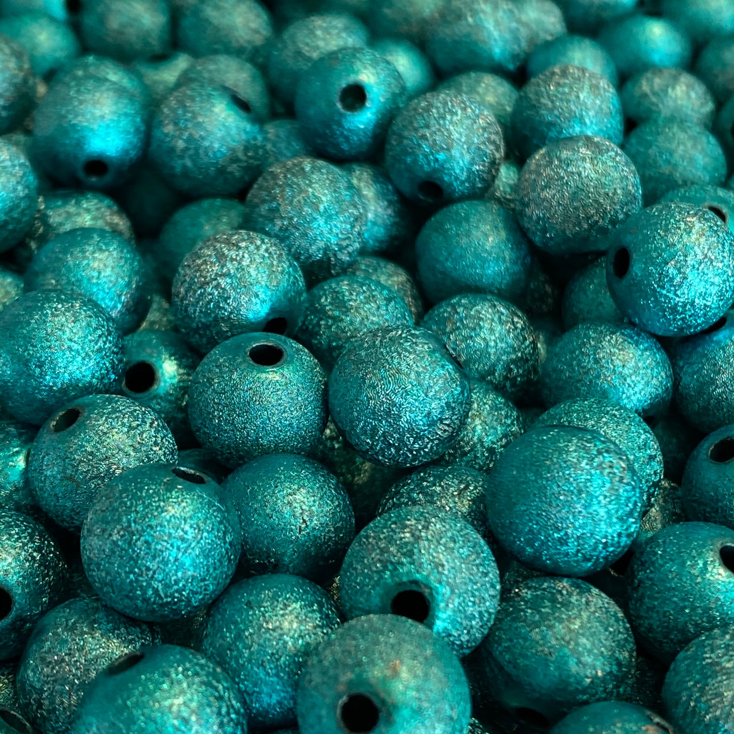 #147- 12mm Aqua Stardust Acrylic Bubblegum Beads (20 Count)