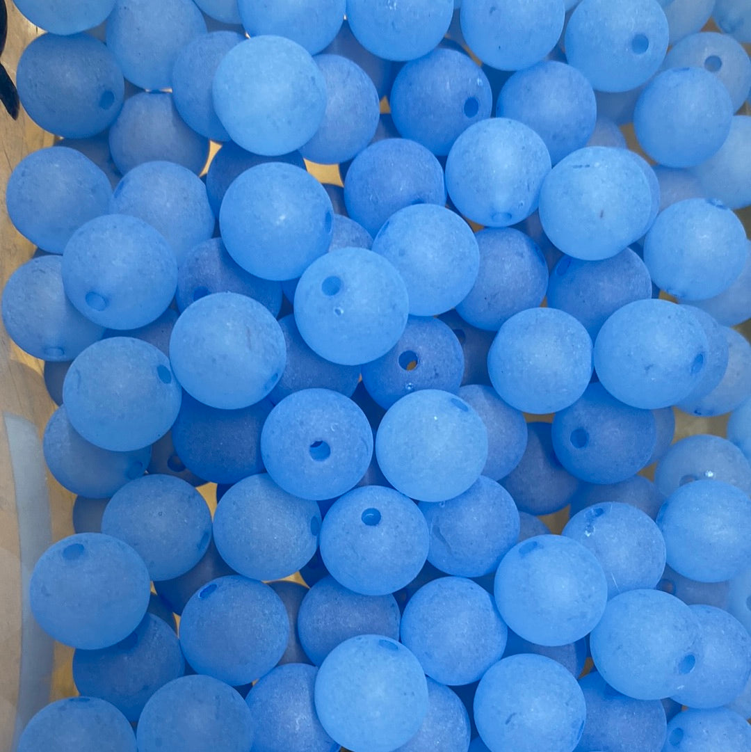 w95- 12mm Royal Blue "Frosted" Acrylic Beads (20 Count)