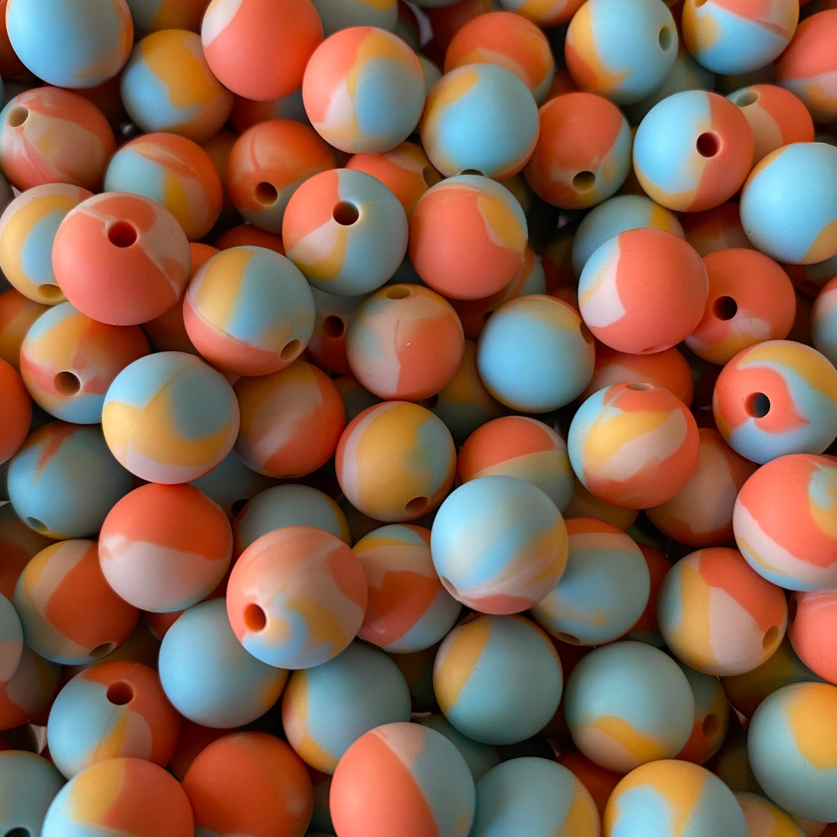 T181- 12mm "Sherbet" Tye-dye Silicone Beads