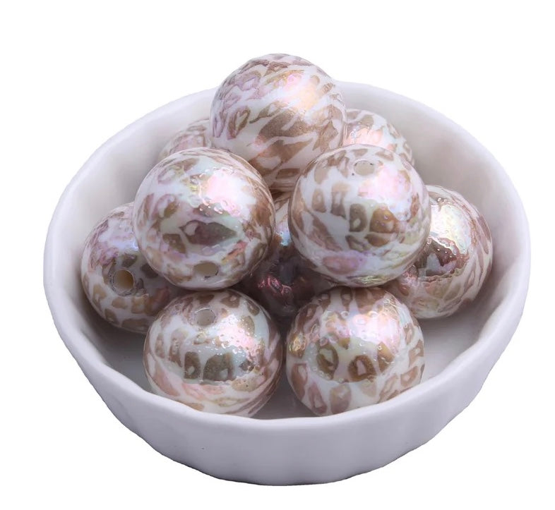 #819 - Opal Gold Leopard Acrylic Beads (1 Count)