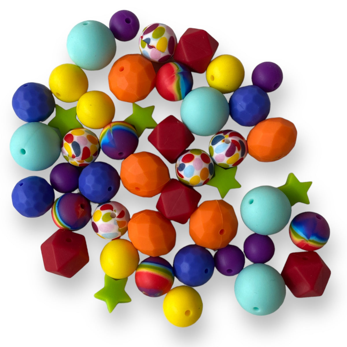 CK- 209 - 15mm 50 Count “Deluxe Rainbow” Mixed Pack Silicone Beads