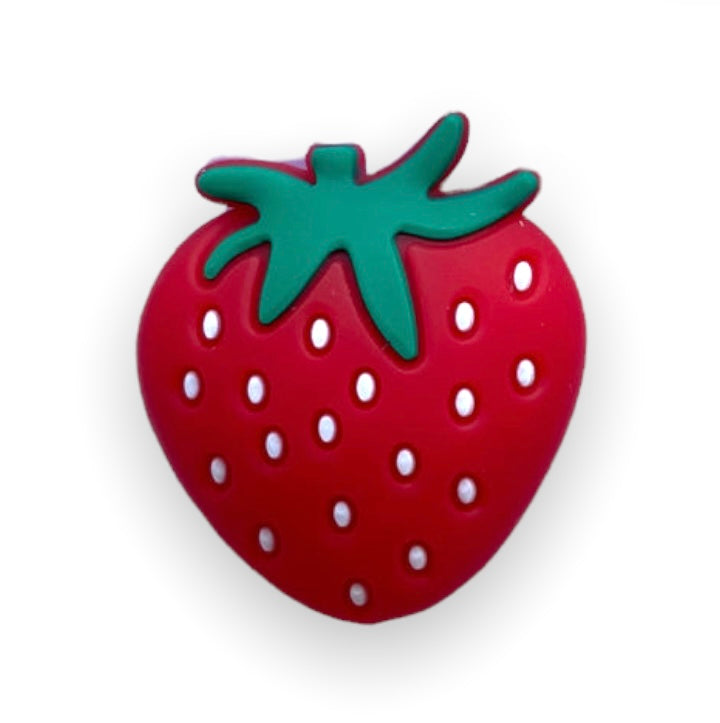 X129 - Red Strawberry Silicone (1 Count) Focal Bead