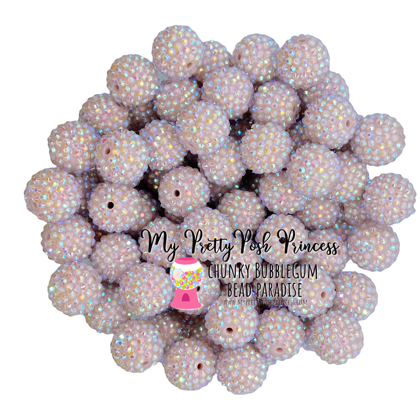 #268 - 12mm Light Mauve AB Rhinestone Beads (20 Count)