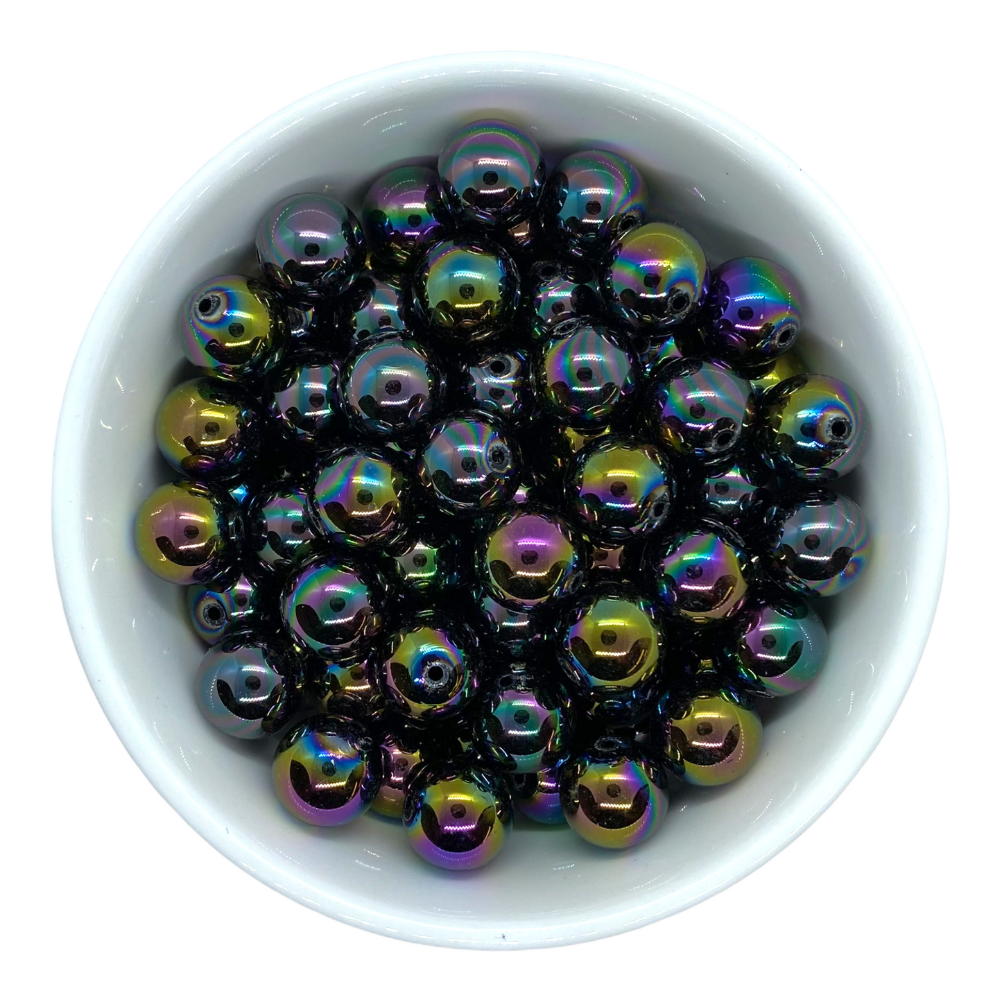 #300 -12mm Black AB Solid Acrylic Beads (20 Count)