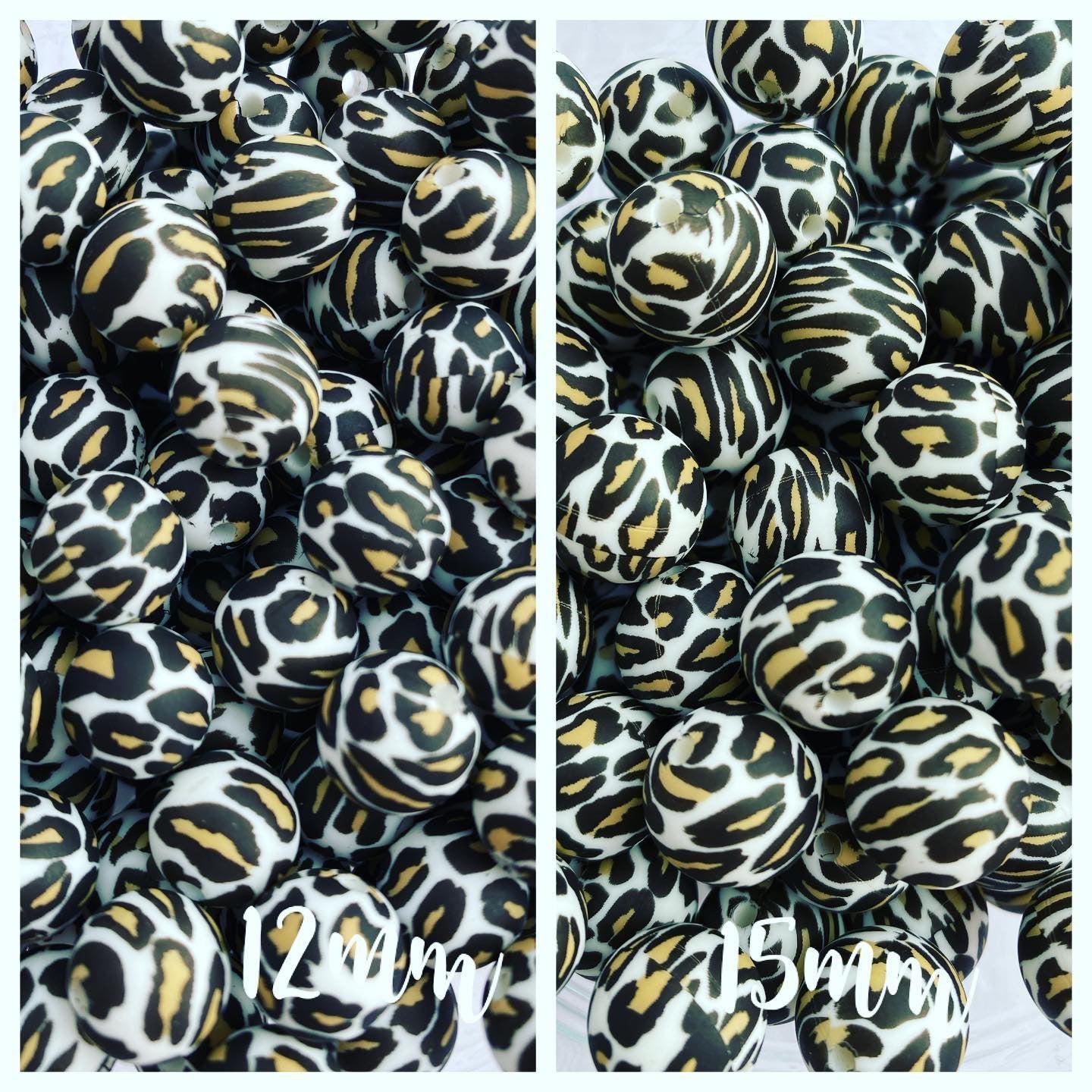 #701 - 15mm “White Leopard” Silicone Beads
