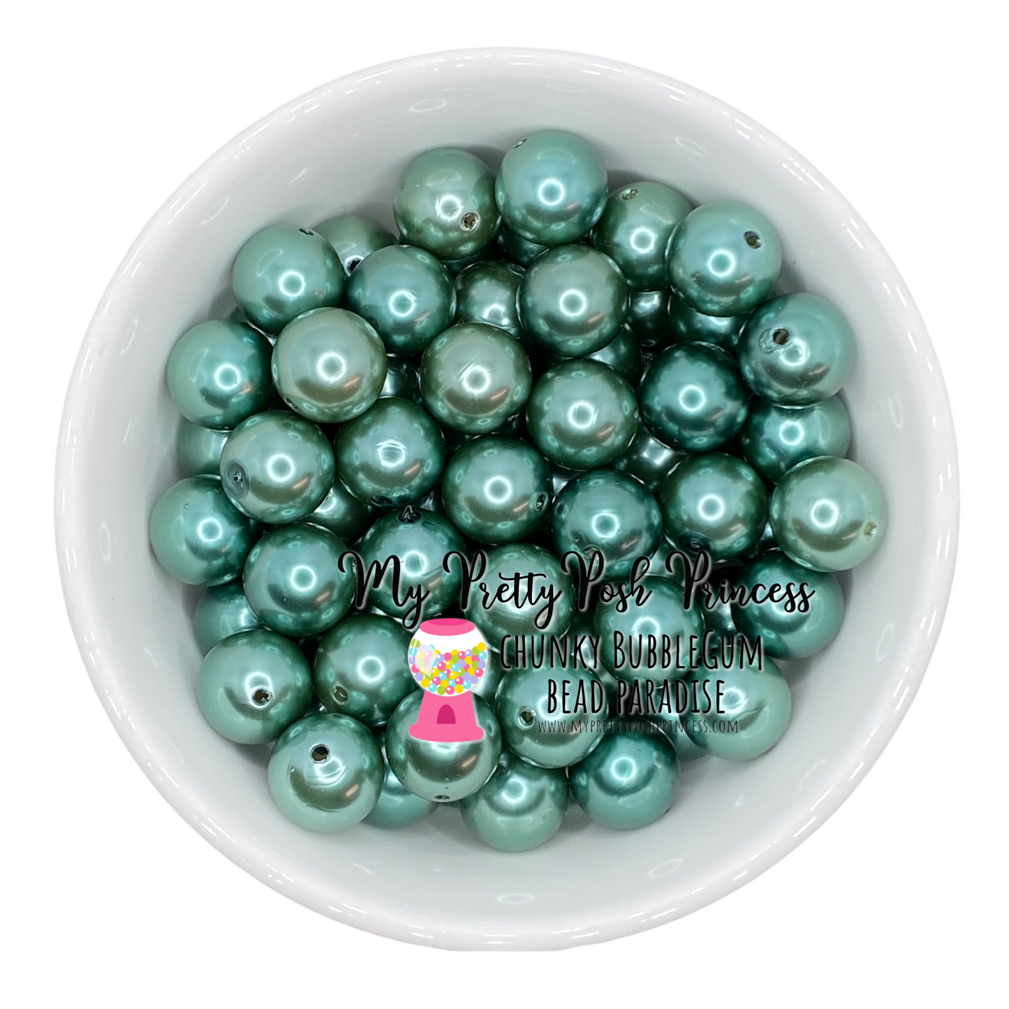 #74 - a16- 12mm Dark Teal Pearl Acrylic Beads (20 Count)