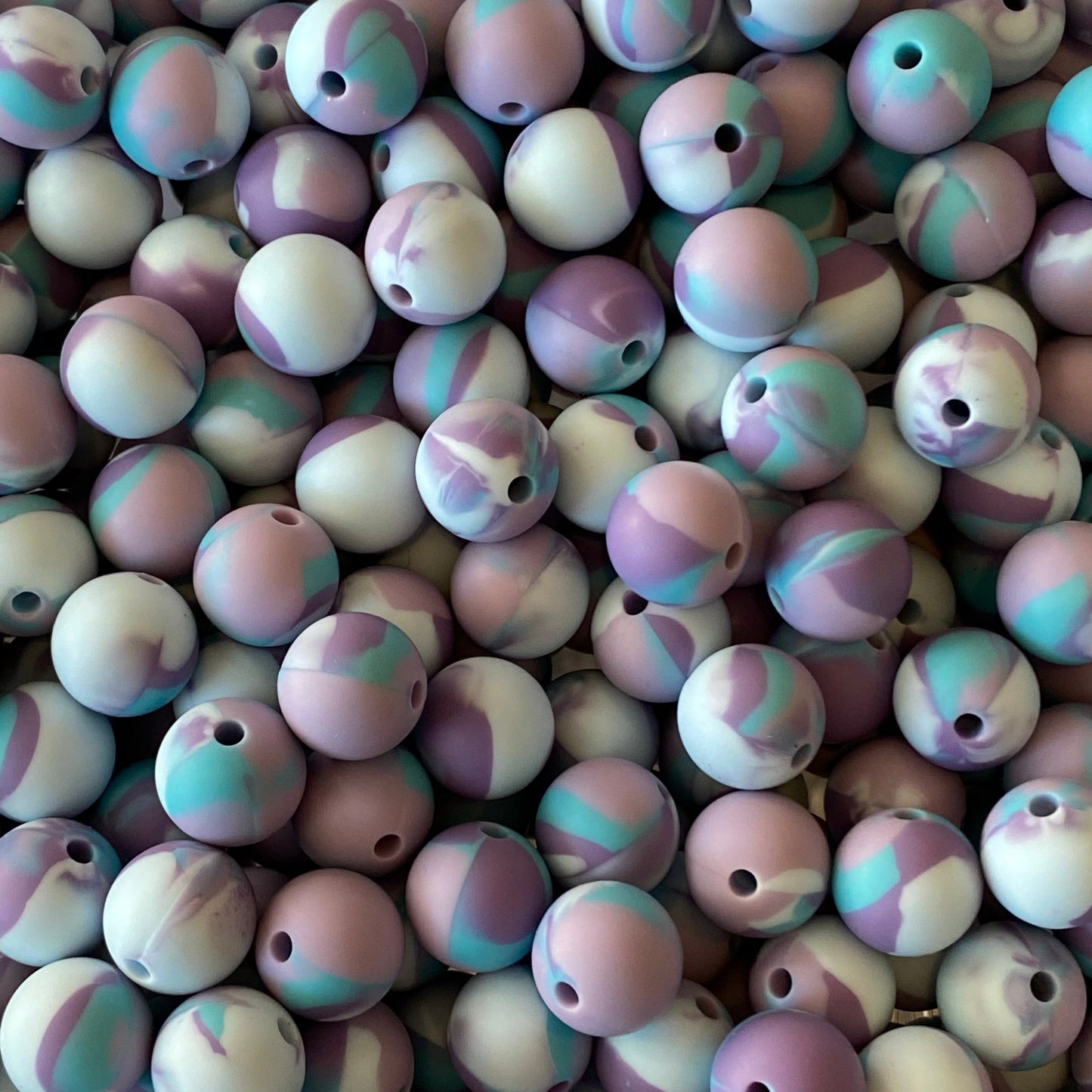 T180- 12mm "Purple/Blue" Tye-dye Silicone Beads