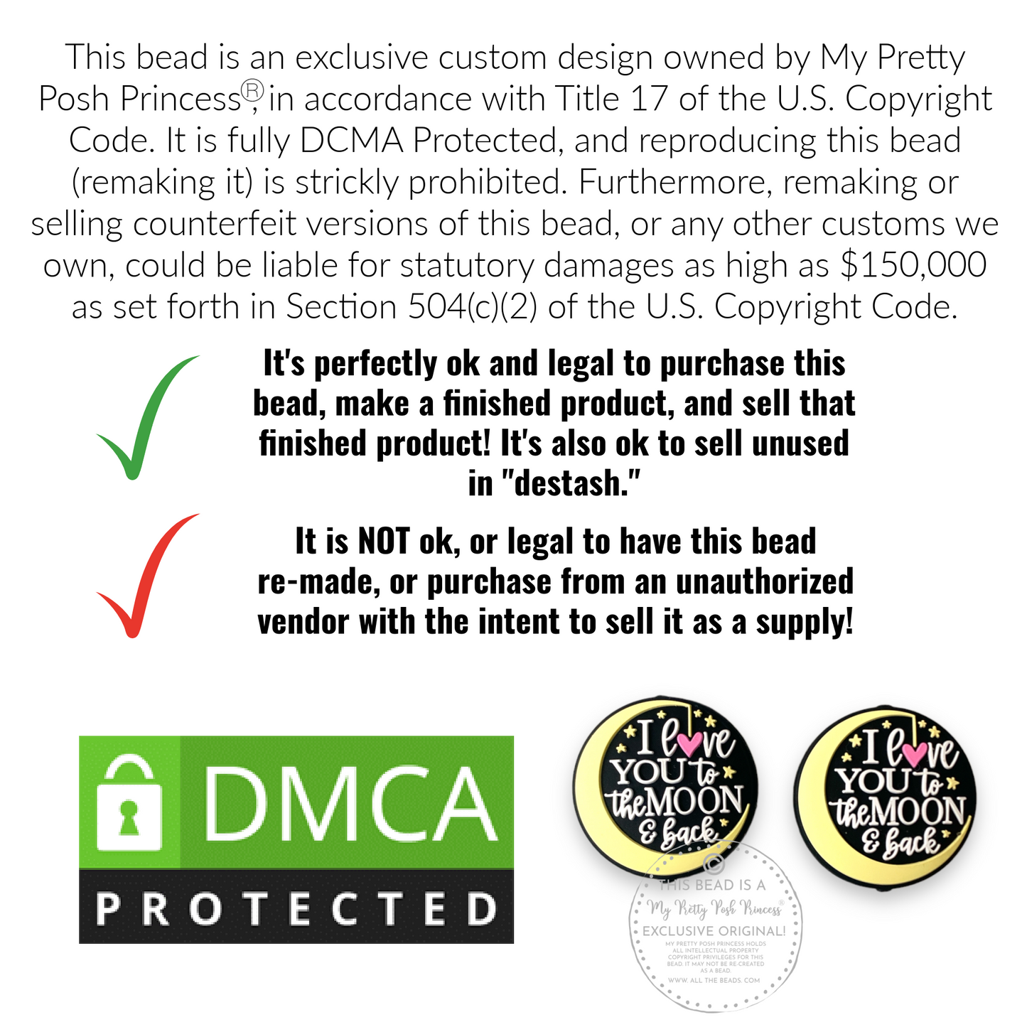 e621 - "I Love You To The Moon & Back" Exclusive Focal Bead Silicone (1 Count)