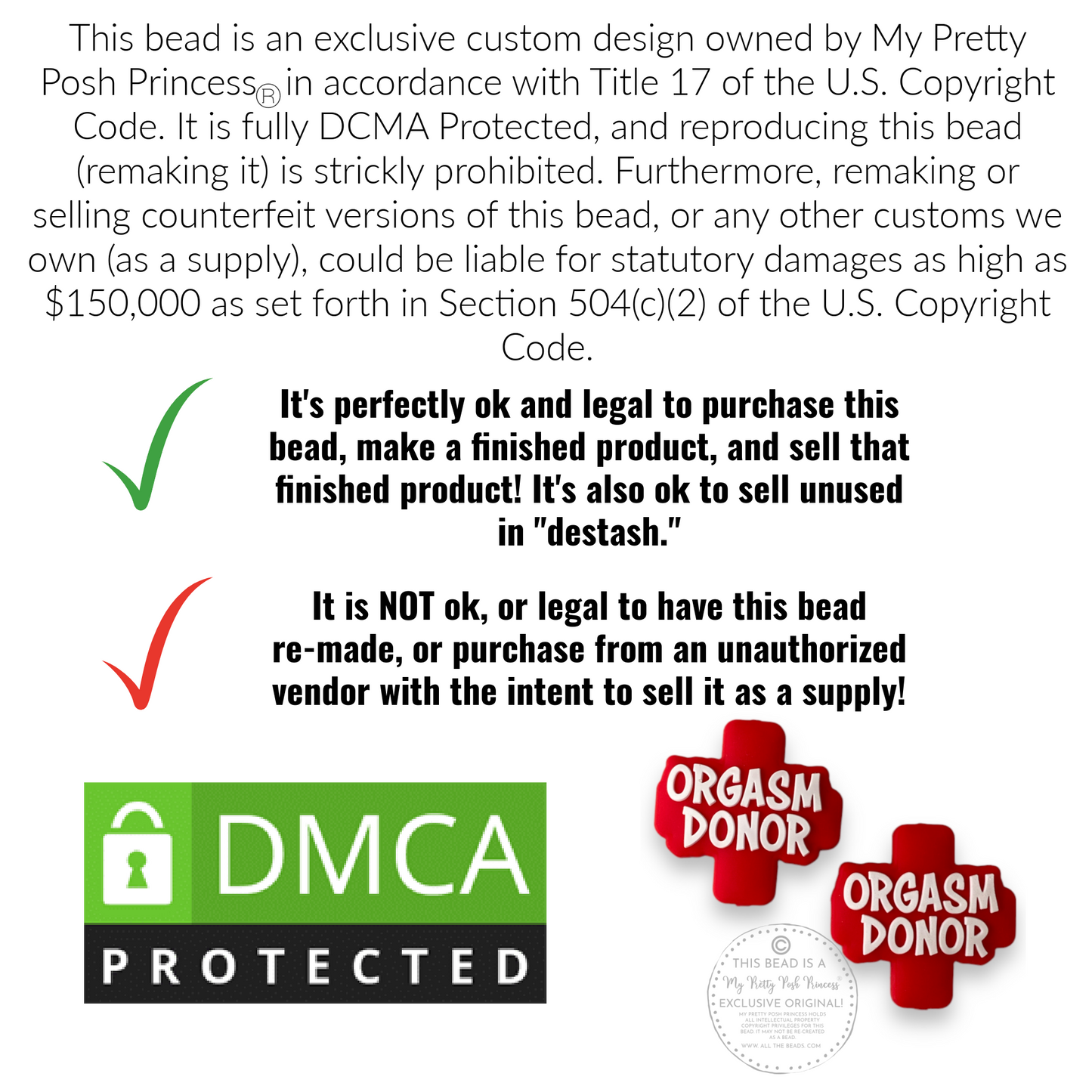 h1105- "Orgasm Donor" Exclusive Focal Bead Silicone (1 Count)