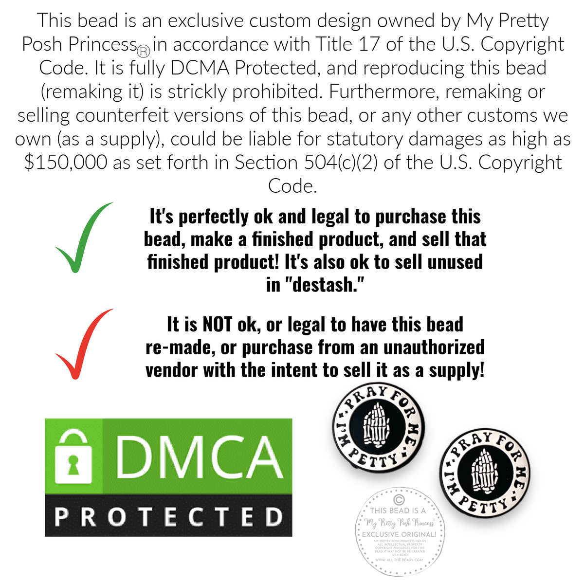 h1088 - "Pray for Me I'm Petty" Exclusive Focal Bead Silicone (1 Count)