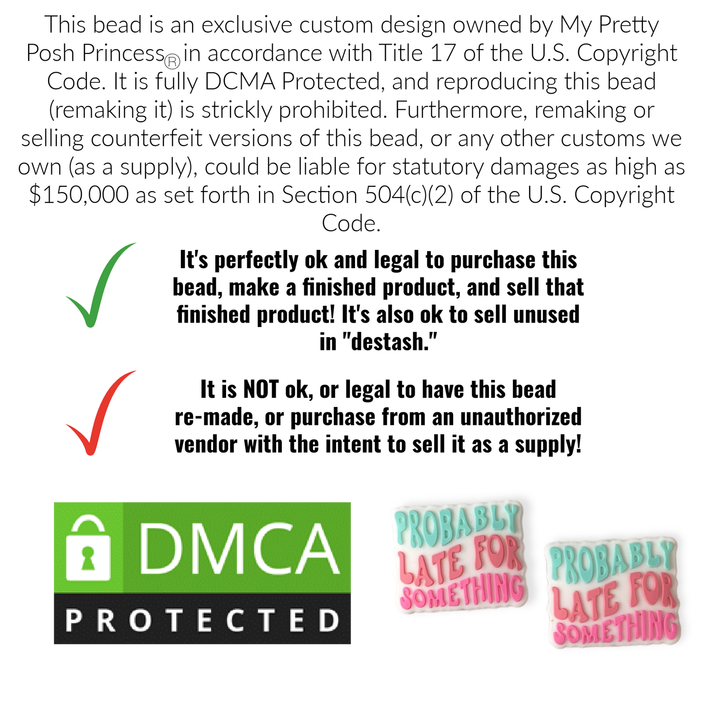 e526 - "Probably Late for Something" Exclusive Focal Bead (1 Count) Silicone