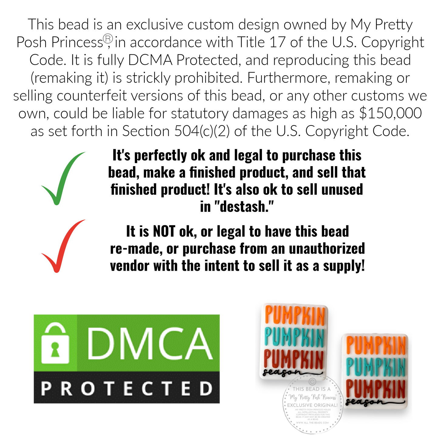 h804 - “Pumpkin Season" Exclusive Focal Bead Silicone (1 Count)