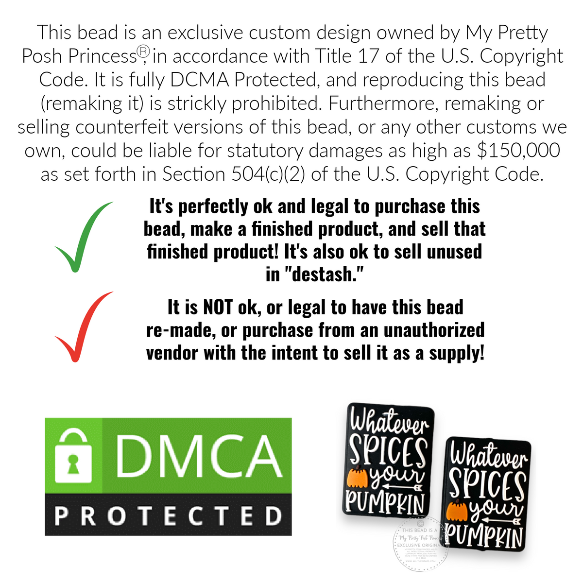 e502 - “Whatever Spices Your Pumpkin" Exclusive Focal (1 Count) Bead Silicone