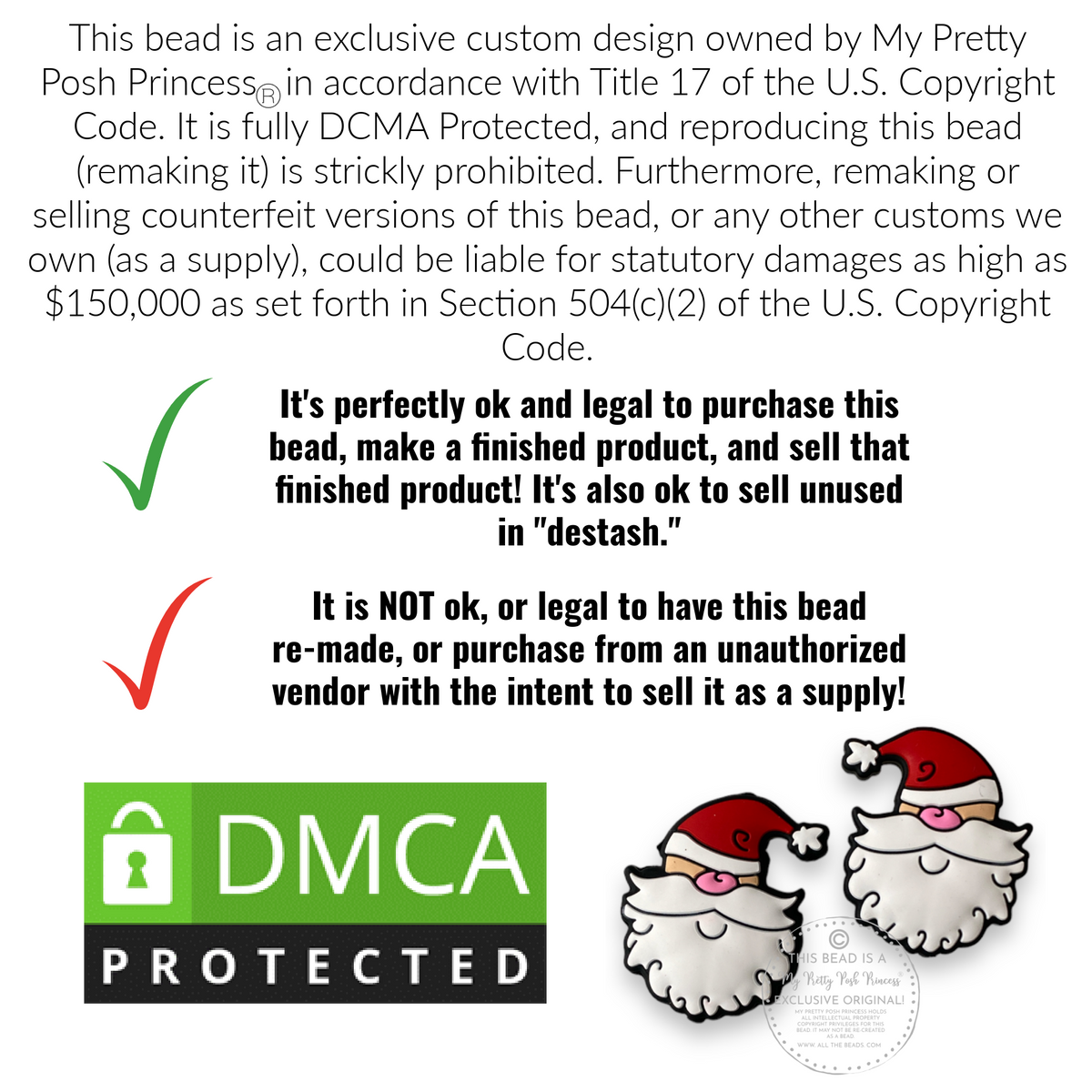 X3 - Jolly St. Nick "Exclusive" Focal (1 Count) Bead Silicone