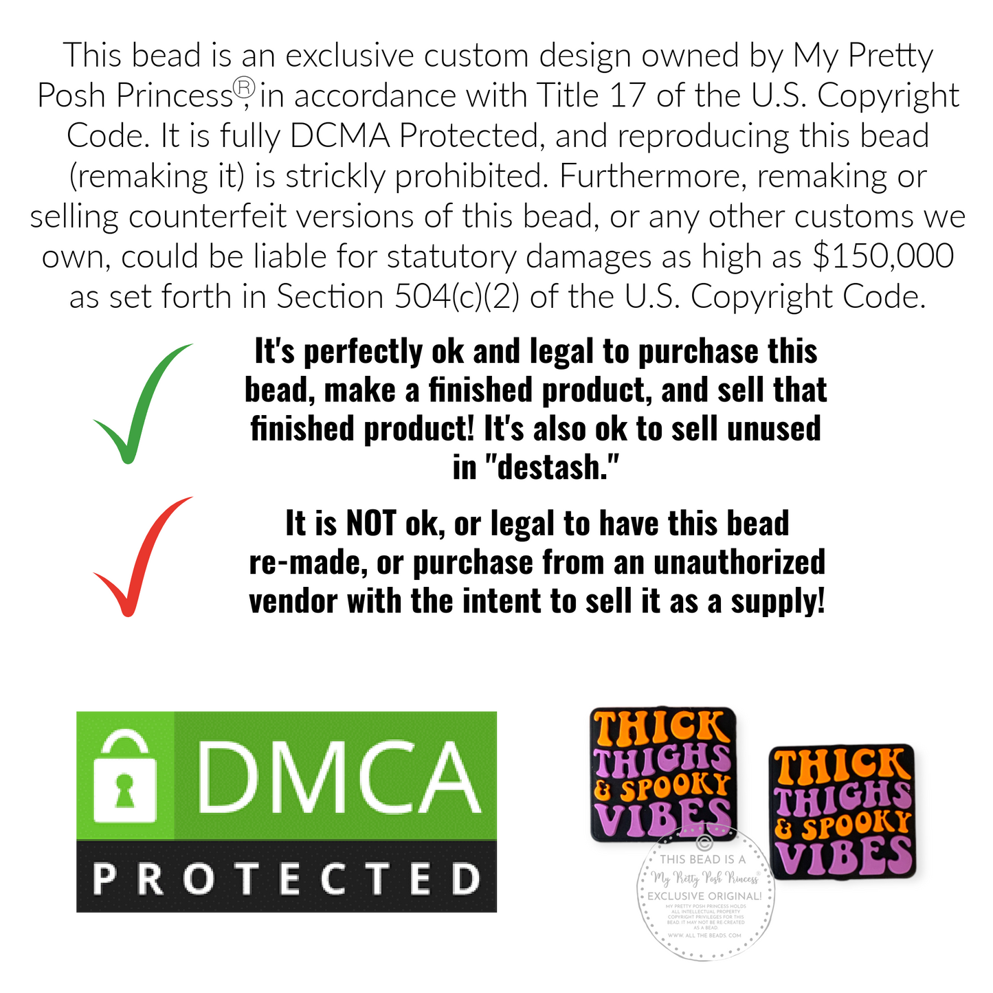 h894 - “Thick Thighs & Spooky Vibes" Exclusive Focal Bead Silicone (1 Count)