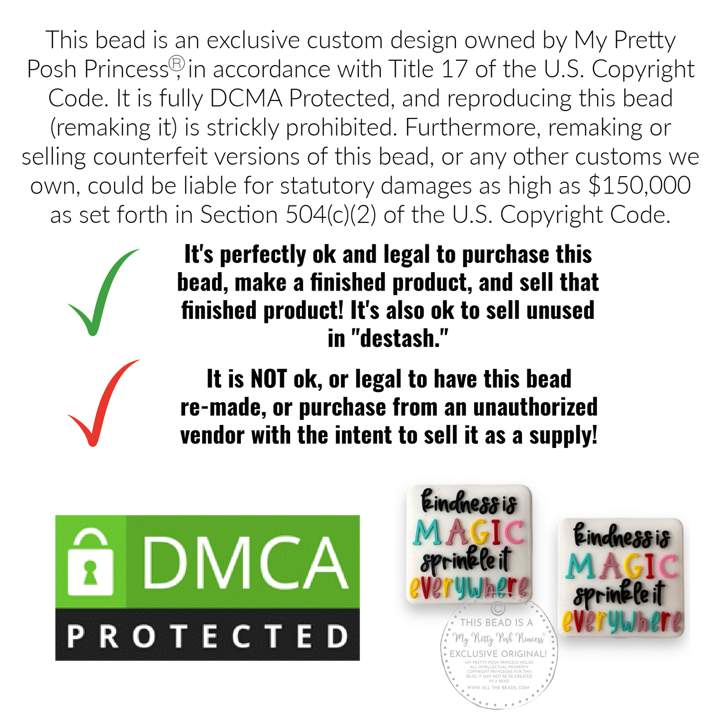 h951- "Kindness is Magic" Exclusive Focal Bead Silicone (1 Count)