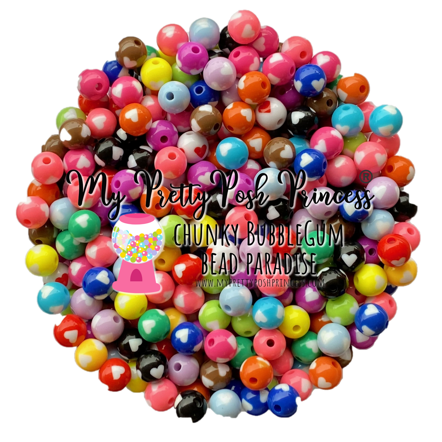 K- 553- 12mm Hearts Mixed 100 Count Beads
