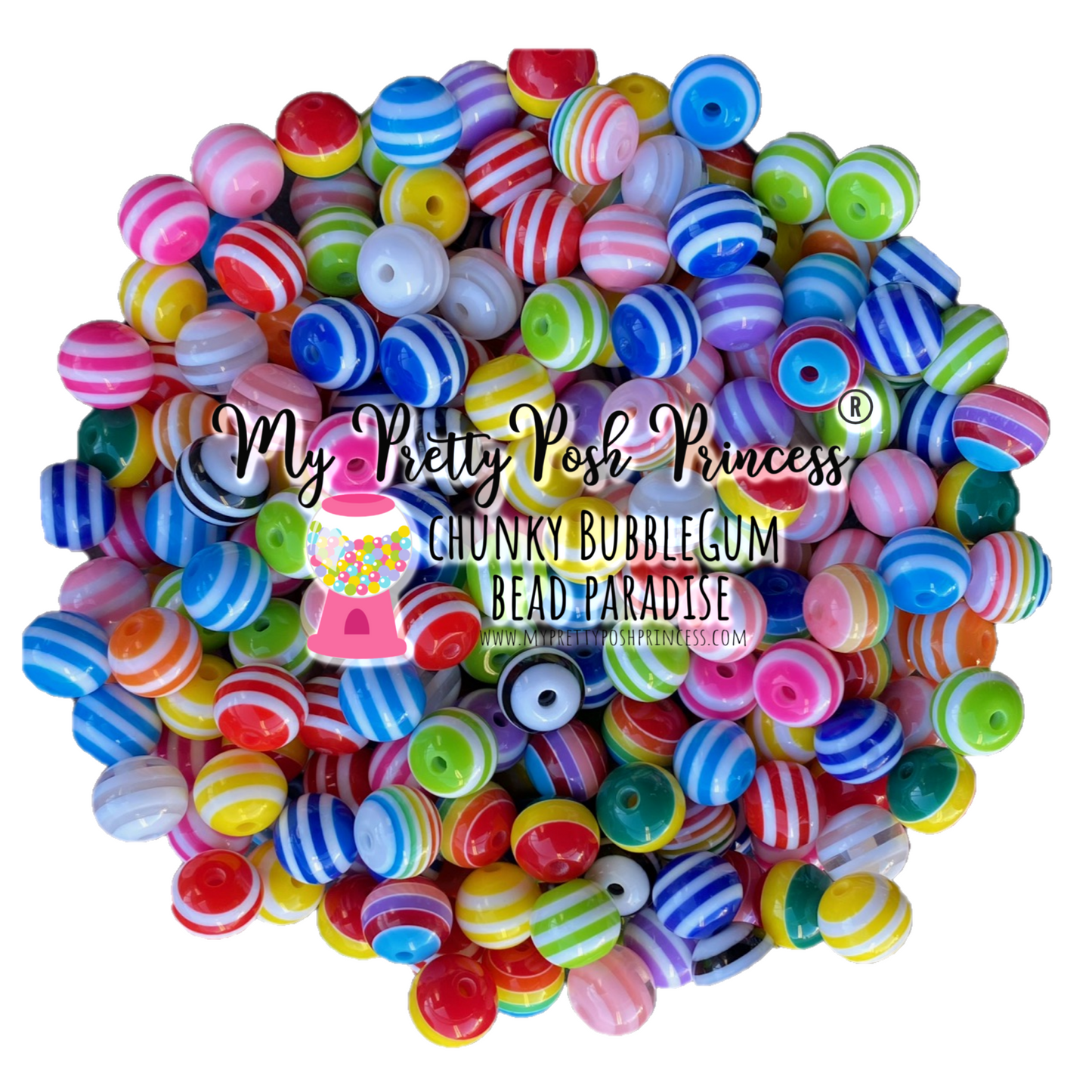 K- 567- 12mm Stripes Mixed 100 Count Beads