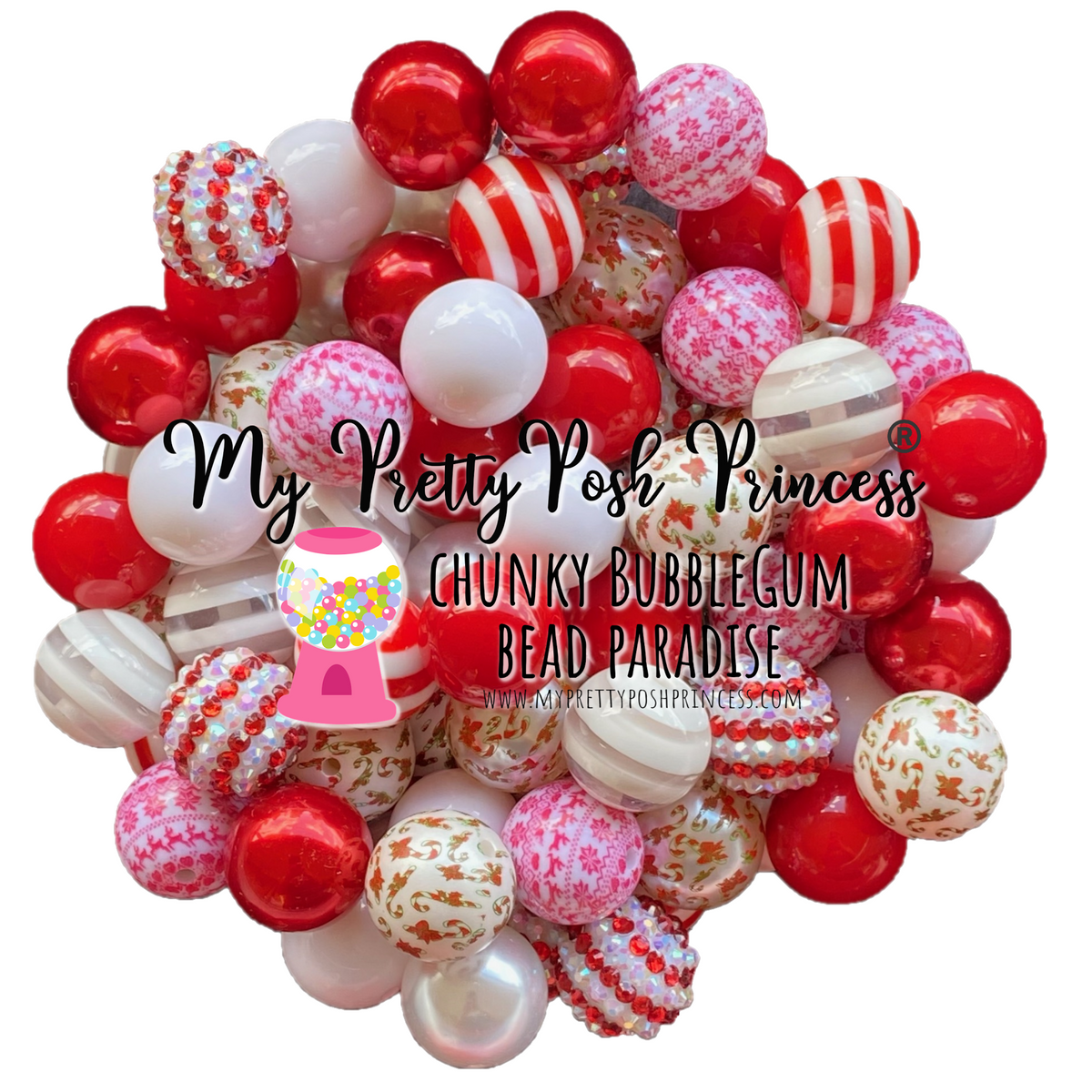 20-M106 - 20mm "Candy Cane" (50 Count) Acrylic Bead Pack (SALE!!)