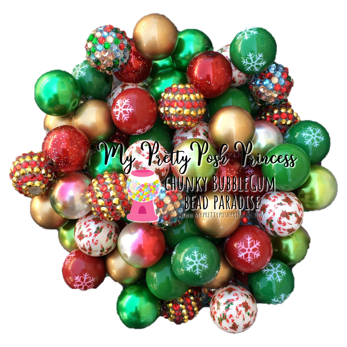 20-M14- 20mm "Deck the Halls" (50 Count) Acrylic Bead Pack (SALE!!)