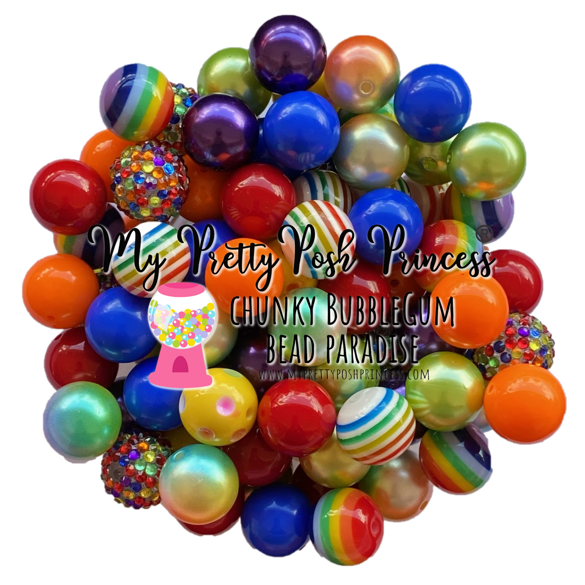 CK-20- 20mm "Rainbow" (50 Count) Acrylic Bead Pack