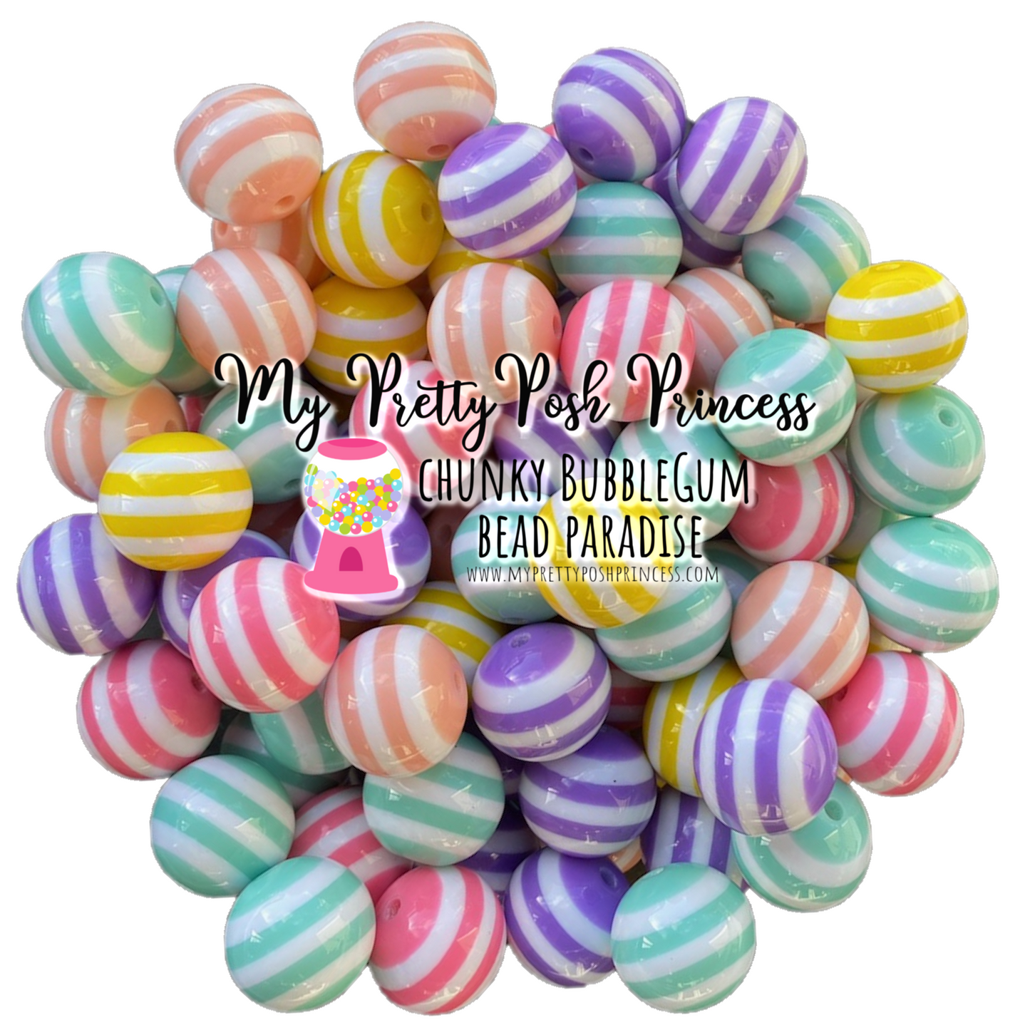 K-526- 20mm Pastel Soft Colored Striped 100 Count