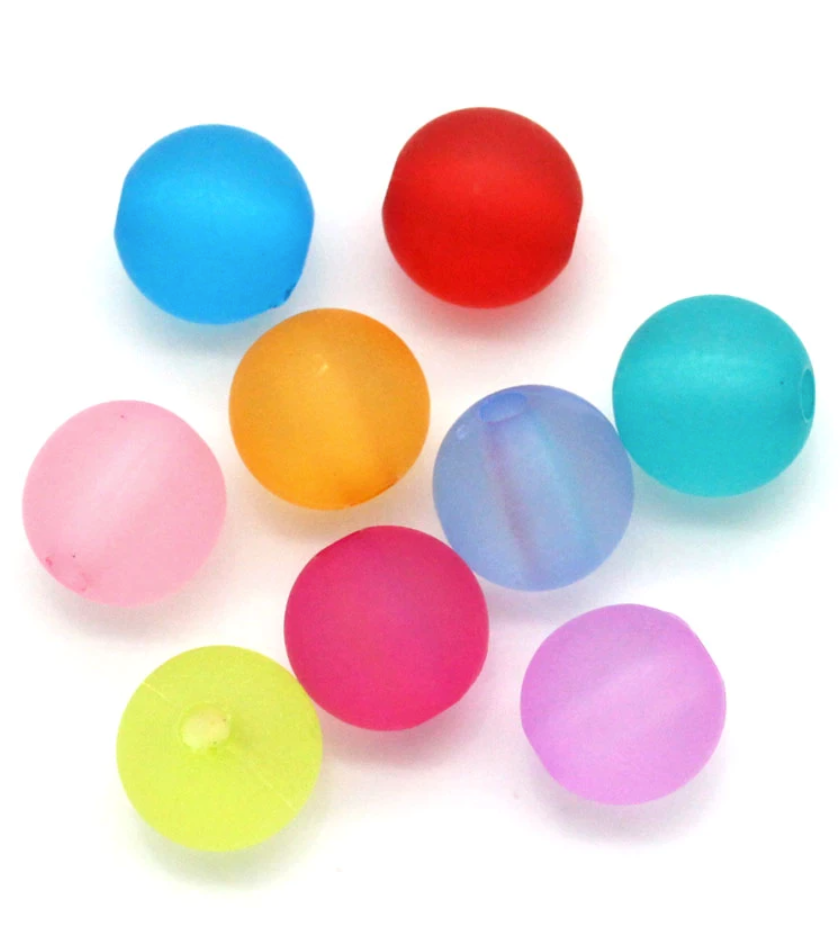 K- 563- 12mm Frosted Mixed 100 Count Beads