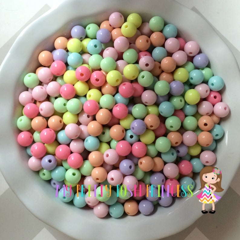 K- 544- 12mm Pastel Solids 100-110 Count Beads